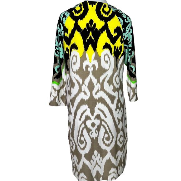 Tibi New York Jasmine Ikat Scroll Print Jersey Shift Dress Womens Size Medium - Picture 2 of 7